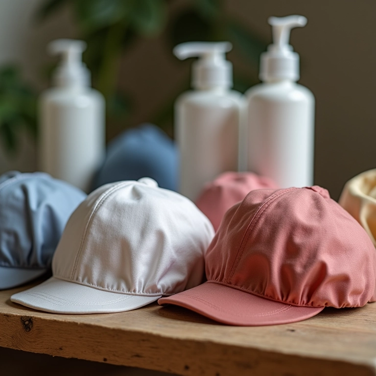 Variedade de toucas de cetim coloridas.