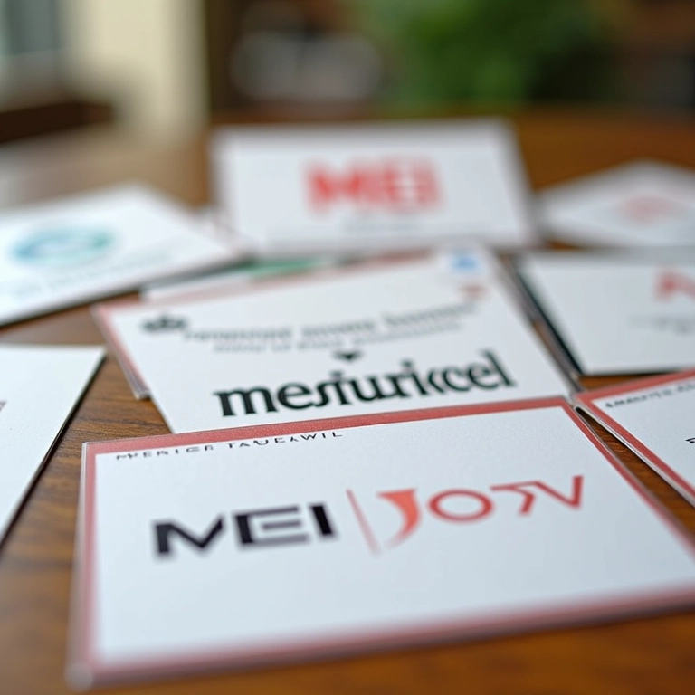 Vários cartões de visita de diferentes MEIs.