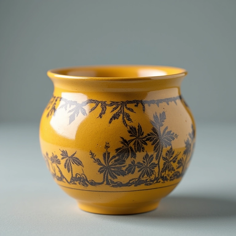 Vaso de cerâmica pintado com camada protetora de verniz impermeável.