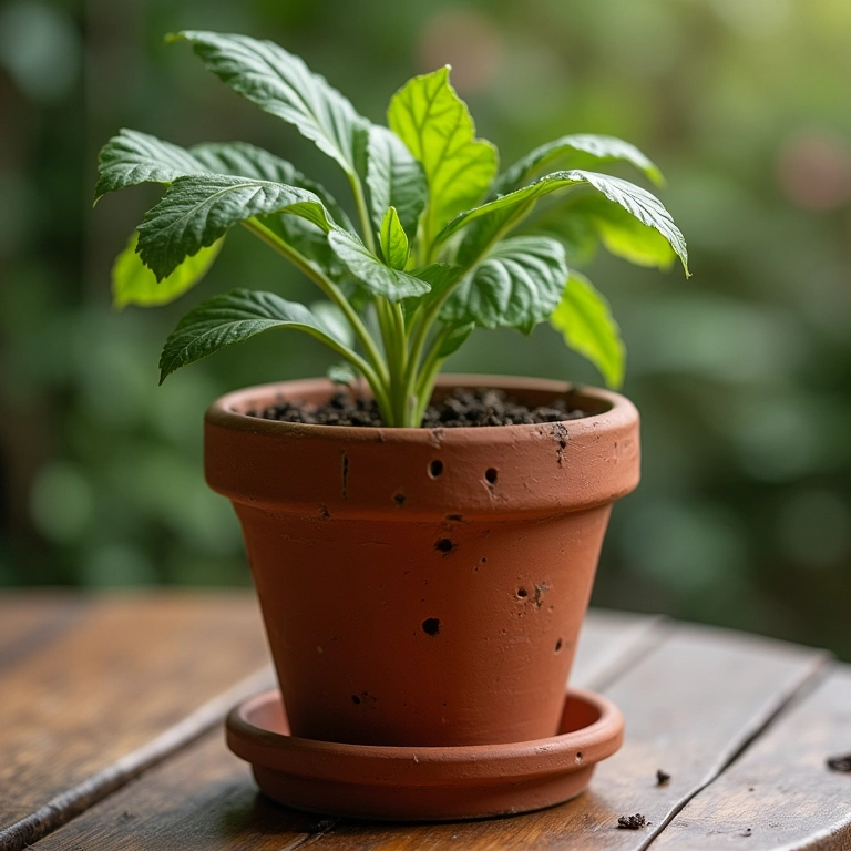 Vaso de terracota ideal para plantar batata doce.