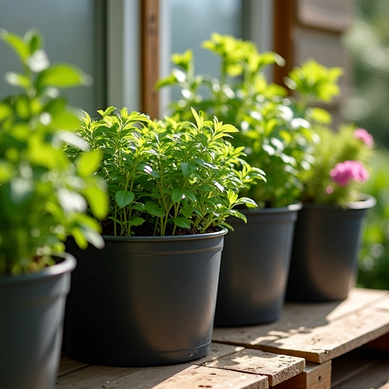 Vasos autoirrigáveis da Nutriplan para horta em pallet.