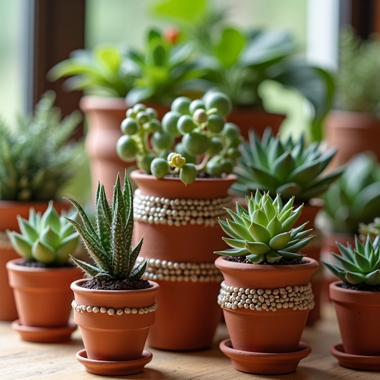 Vasos que valorizam a beleza do Colar de Pérolas.