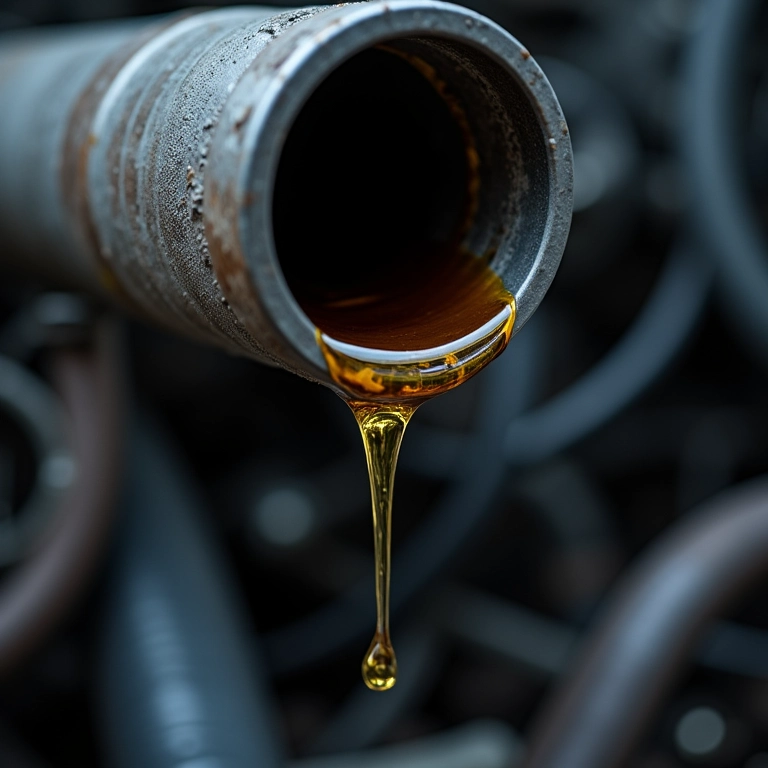 Vazamento de óleo no sistema de admissão de um motor a diesel.