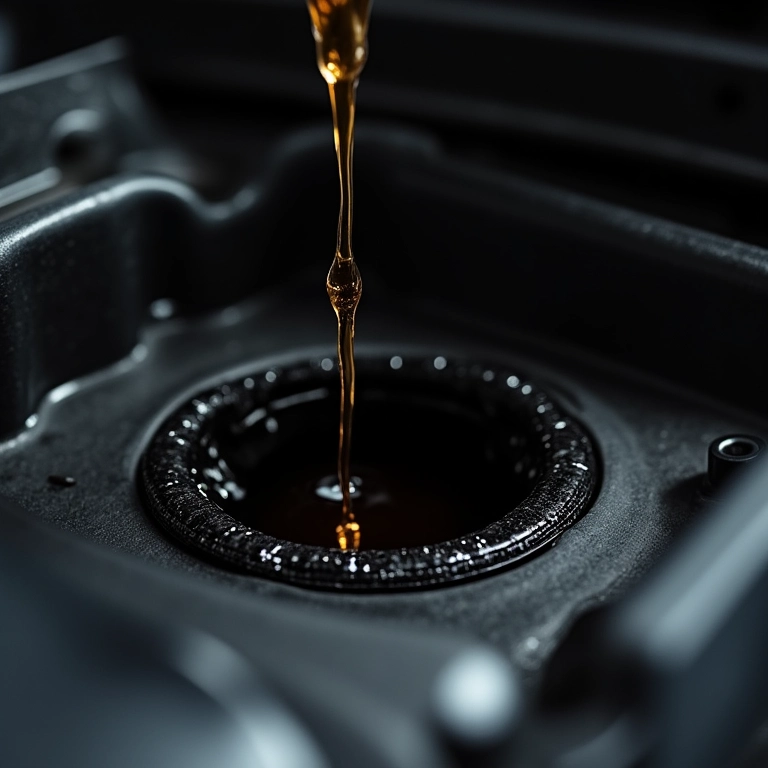 Vazamento de óleo visível sob um carro.