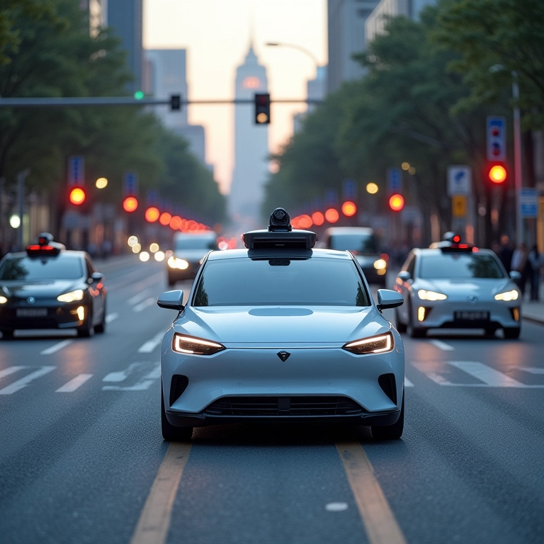 Veículos autônomos interagindo com semáforos adaptados para carros autônomos.