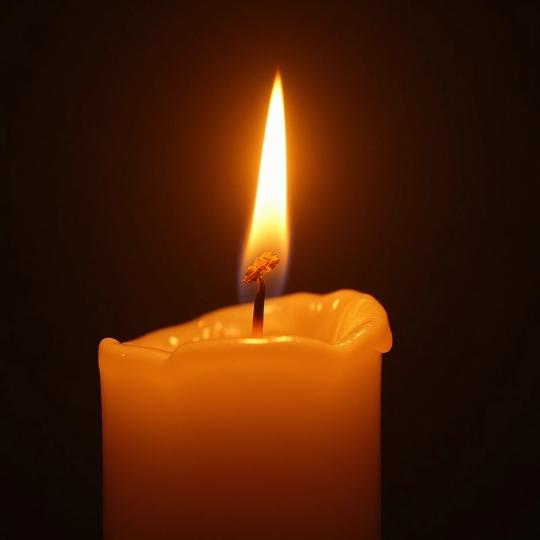 Vela acesa com cera derretendo, ilustrando a combustão de diferentes combustíveis.