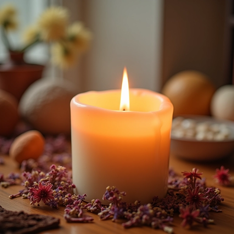 Vela decorativa com acabamento perfeito.