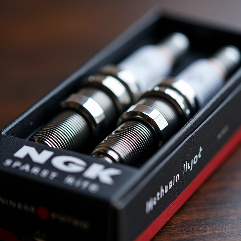 Velas de iridium NGK em embalagem original, close-up.