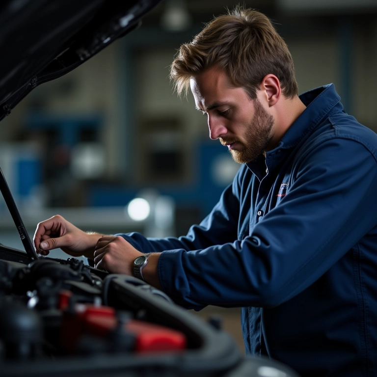 Verificação do sistema de arrefecimento durante a revisão.