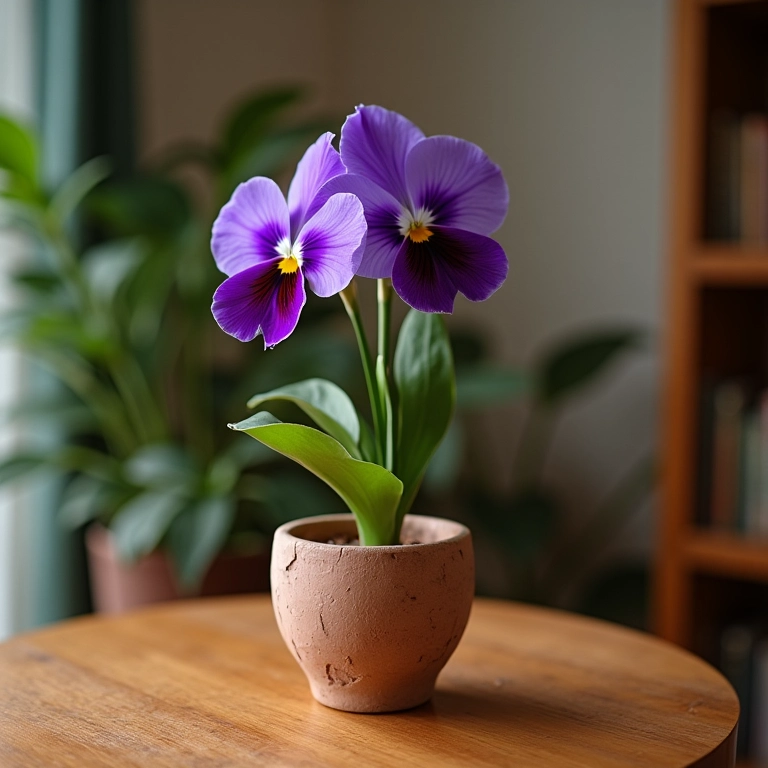 Violeta em vaso decorativo, representando o signo de Touro.