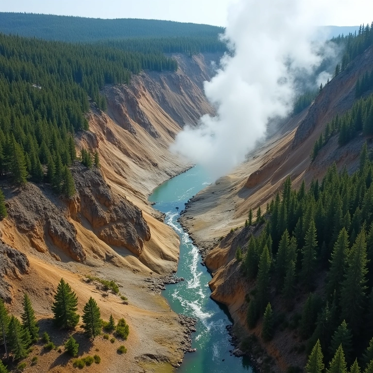 Visão aérea da biodiversidade conservada em Yellowstone.