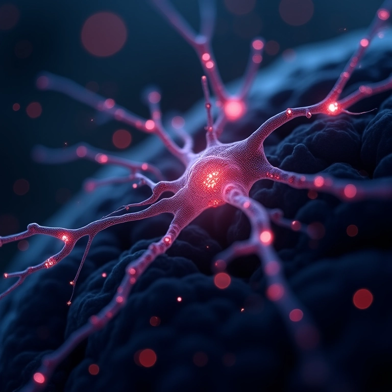 Visão microscópica de neurônios em atividade no cérebro.