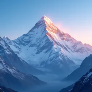Vista deslumbrante do Monte Everest ao nascer do sol.