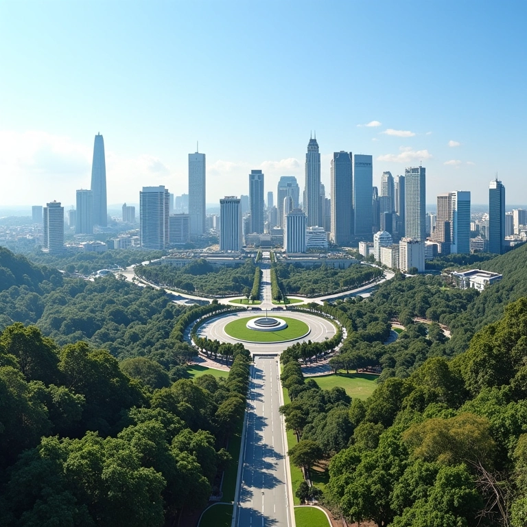 Vista panorâmica de Brasília destacando o planejamento urbano e arquitetura.