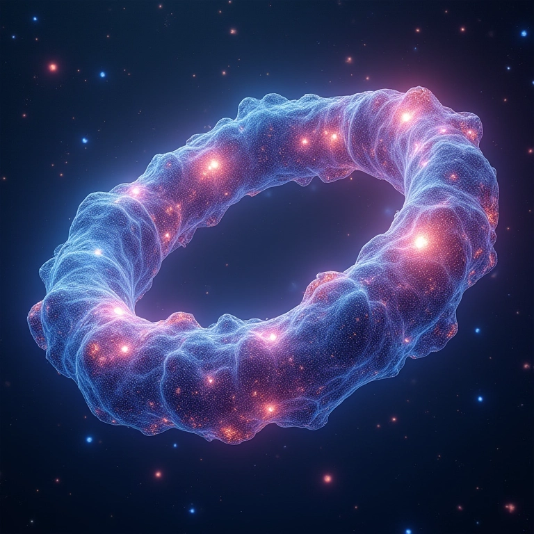 Visualização da Gravidade Quântica em Loop com espaço-tempo quantizado.