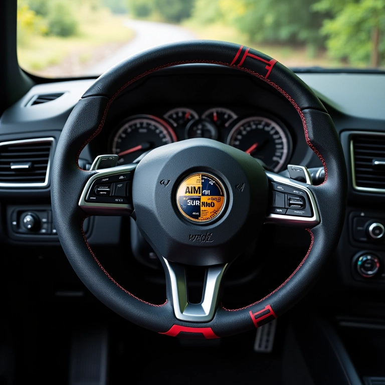 Volante com revestimento personalizado.