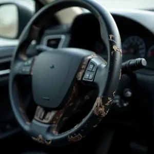 Volante Descascando: Soluções Para Renovar a Peça Volante de carro descascando com detalhes da peça danificada.