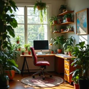 Web designer freelancer trabalhando em casa, estilo brasileiro.