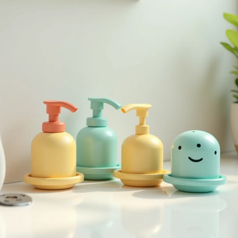 Acessórios lúdicos e educativos em um banheiro infantil