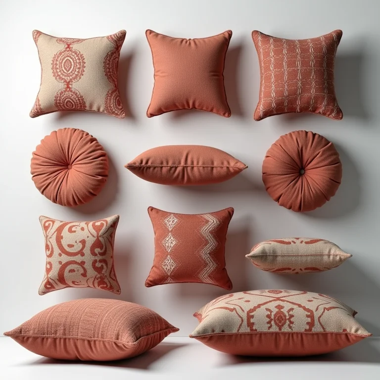 Almofadas boho em formatos e tamanhos diferentes