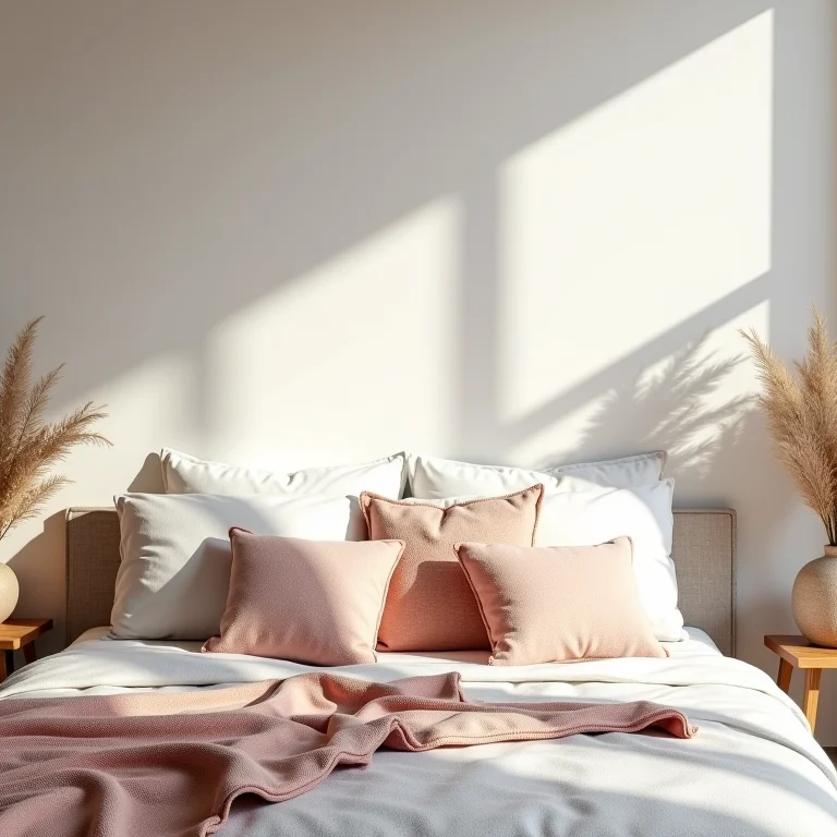 Almofadas boho no quarto para um ambiente relaxante