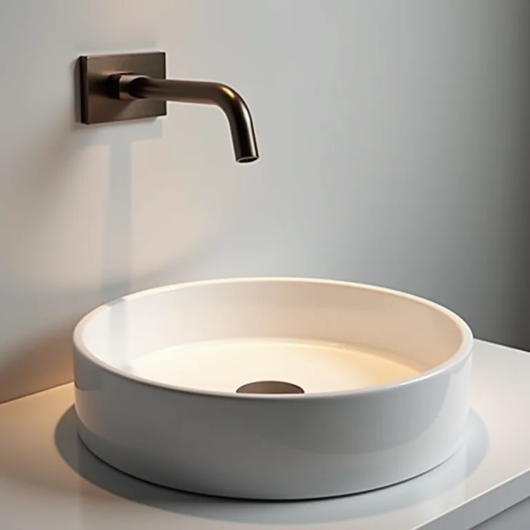 Altura correta da torneira de parede em um banheiro minimalista