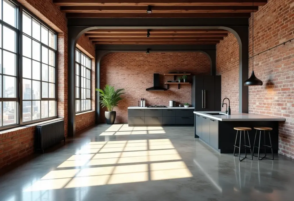 Estilo industrial: 5 erros que você NÃO pode cometer em casa Amplo loft com paredes de tijolo aparente e decoração industrial.