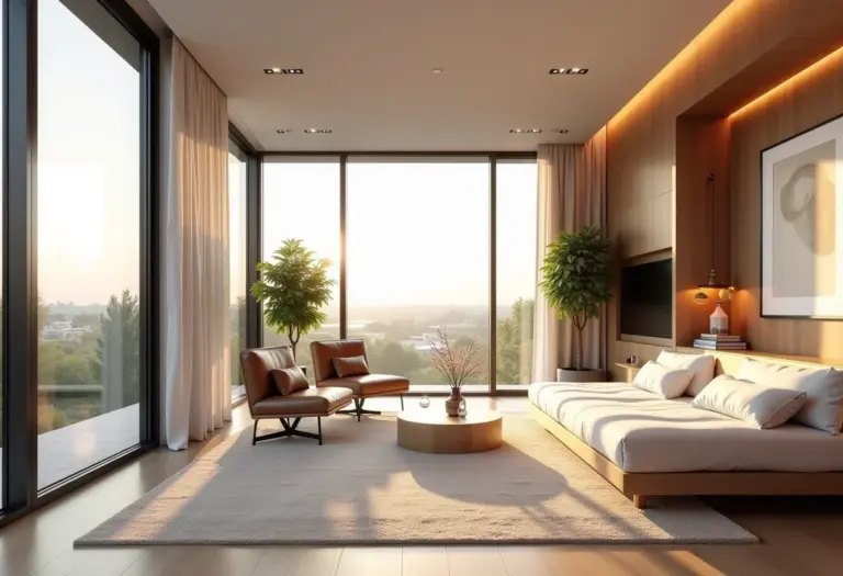Apartamento studio bem decorado com conceito aberto e iluminação natural abundante