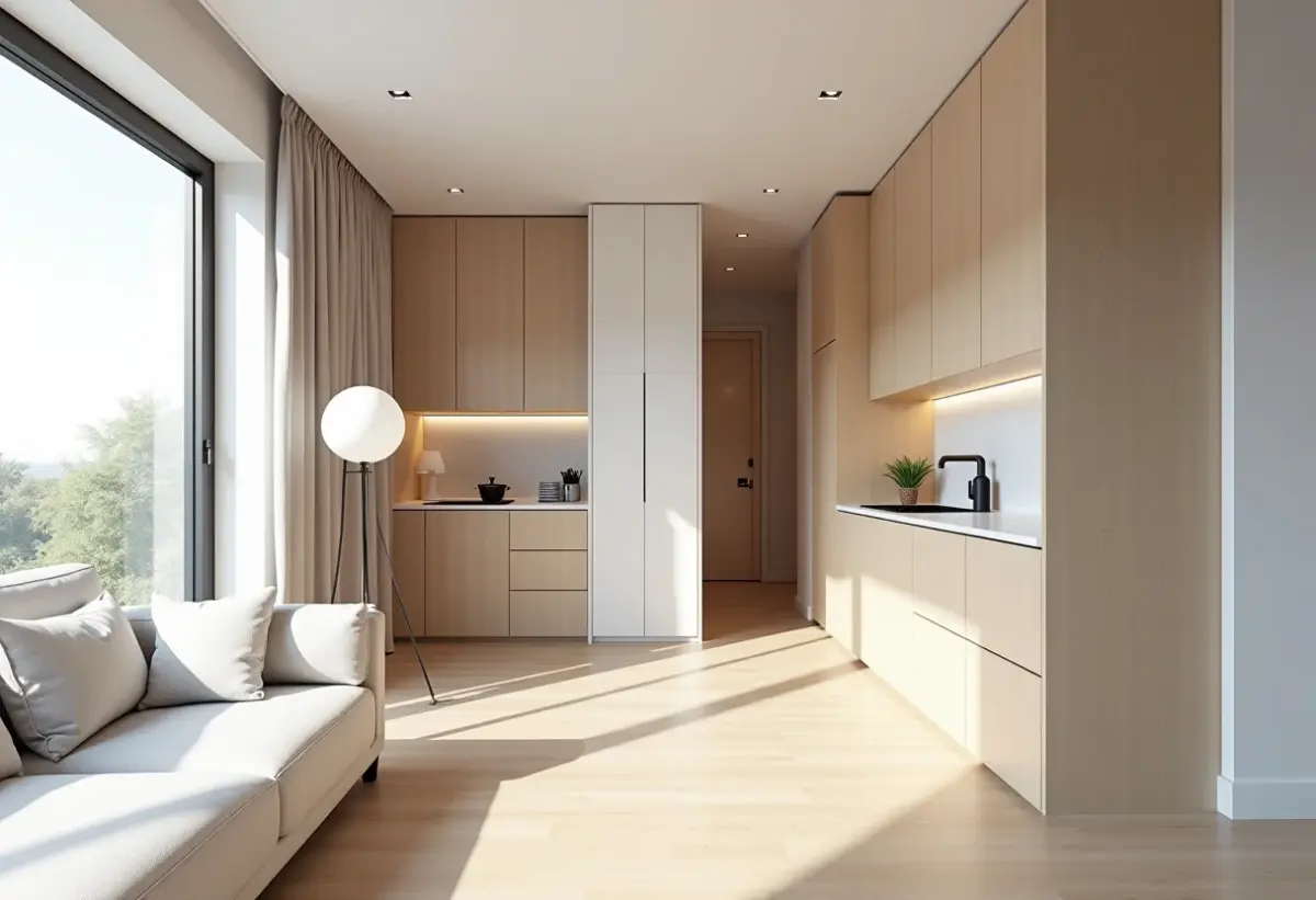 Apartamento studio com design inteligente e espaços integrados