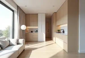 Apartamento studio com design inteligente e espaços integrados