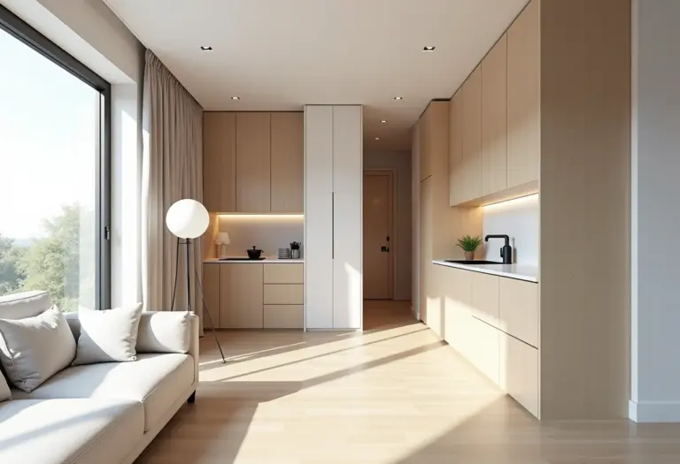 Apartamento studio com design inteligente e espaços integrados