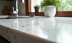Rejunte Epóxi: O que é? Por que é Melhor que o Comum? Aplicação de rejunte epóxi em bancada de cozinha moderna com acabamento impecável.