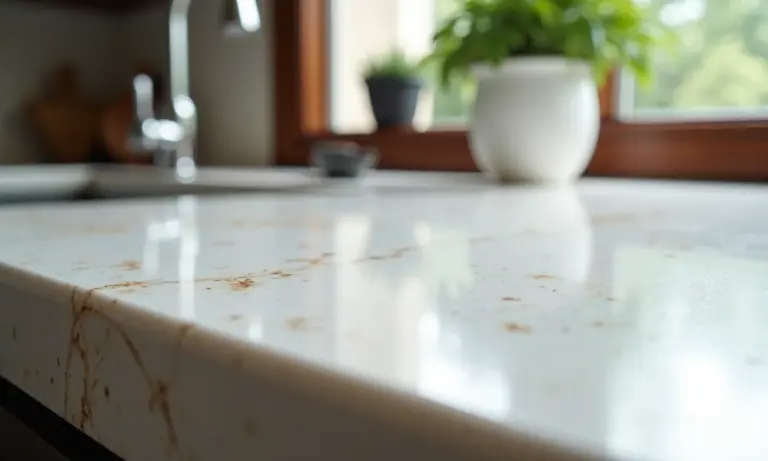 Aplicação de rejunte epóxi em bancada de cozinha moderna com acabamento impecável.