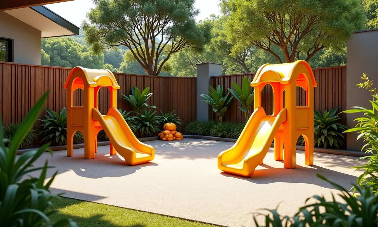 Área de recreação segura e delimitada em creche.