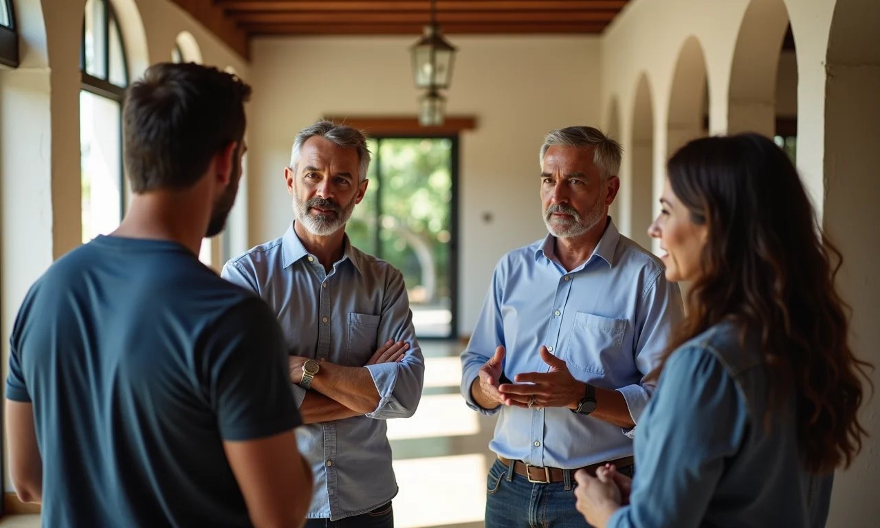 Arquitetos discutindo objetivos de reforma de centro cultural, priorizando necessidades da comunidade.