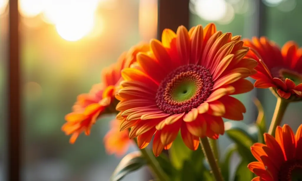 Significado Da Gérbera Alegria Pureza e Energia Positiva Arranjo vibrante de gérberas coloridas em casa brasileira com decoração alegre.