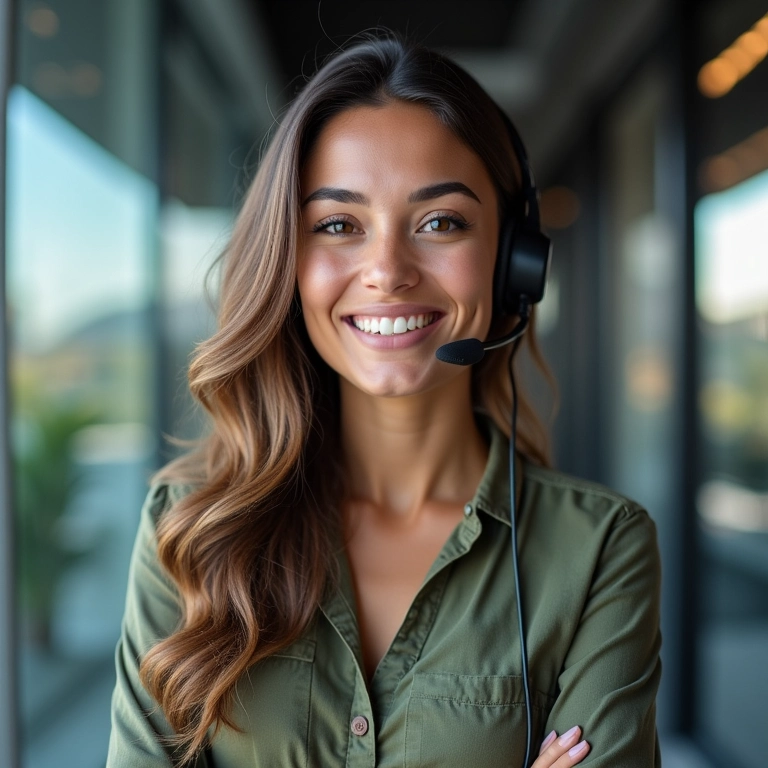 Atendente de suporte ao cliente usando ChatGPT para atendimento personalizado.