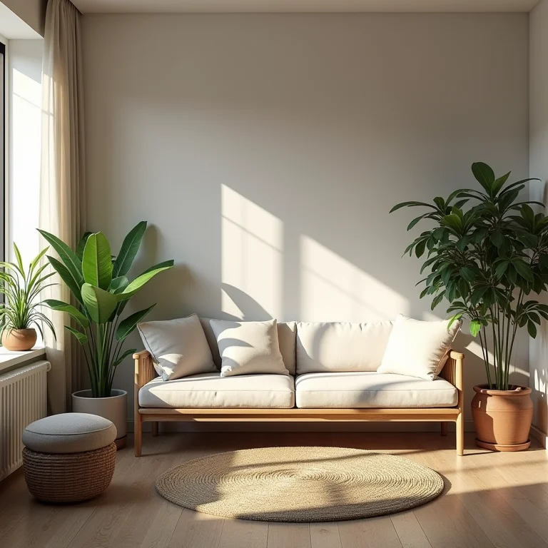 Ausência de plantas em sala boho