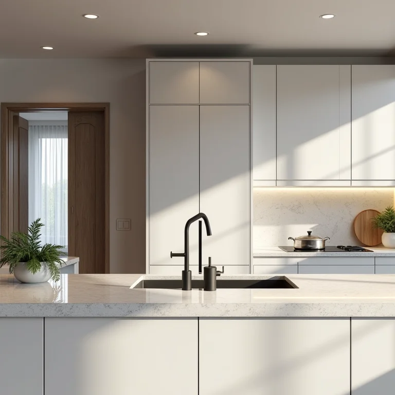 Bancada de cozinha em granilite com design moderno