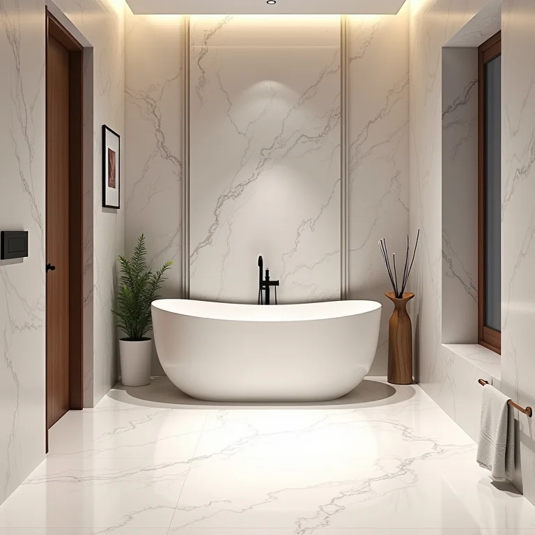 Banheiro elegante com detalhes em granilite