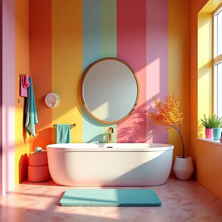 Banheiro infantil com excesso de cores e estampas