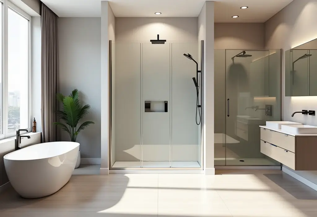 Medida padrão de box: evite estes erros ao escolher o seu Banheiro moderno com diferentes tamanhos de box