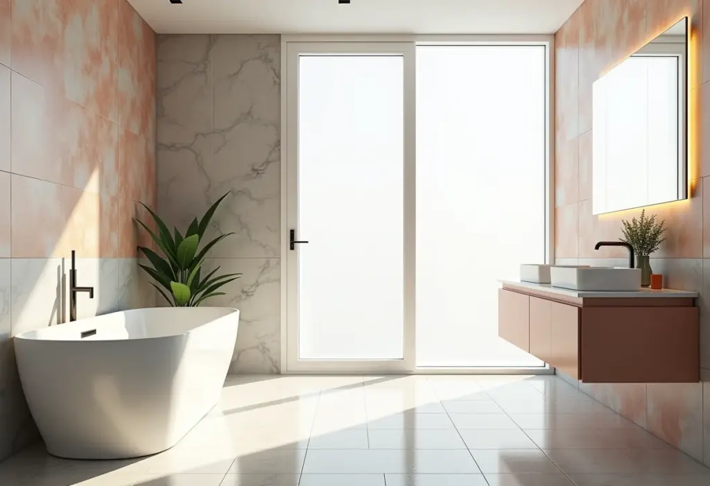 Banheiro Pequeno com Pastilha: O truque de decoração que transforma! Banheiro moderno com pastilhas coloridas em destaque