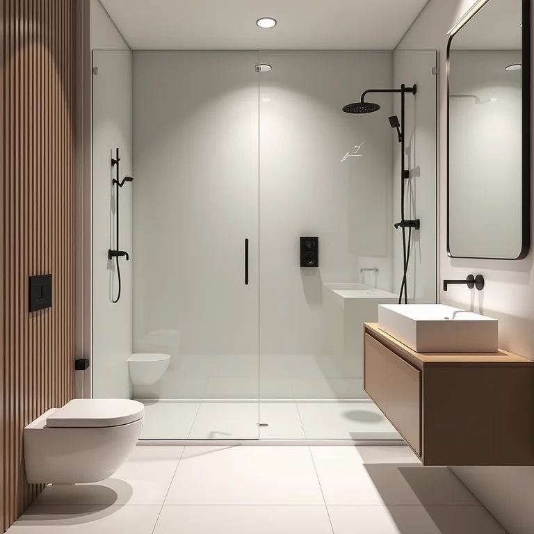 Banheiro pequeno com box muito grande