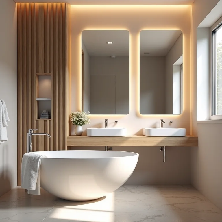 Banheiro pequeno com espelhos pequenos