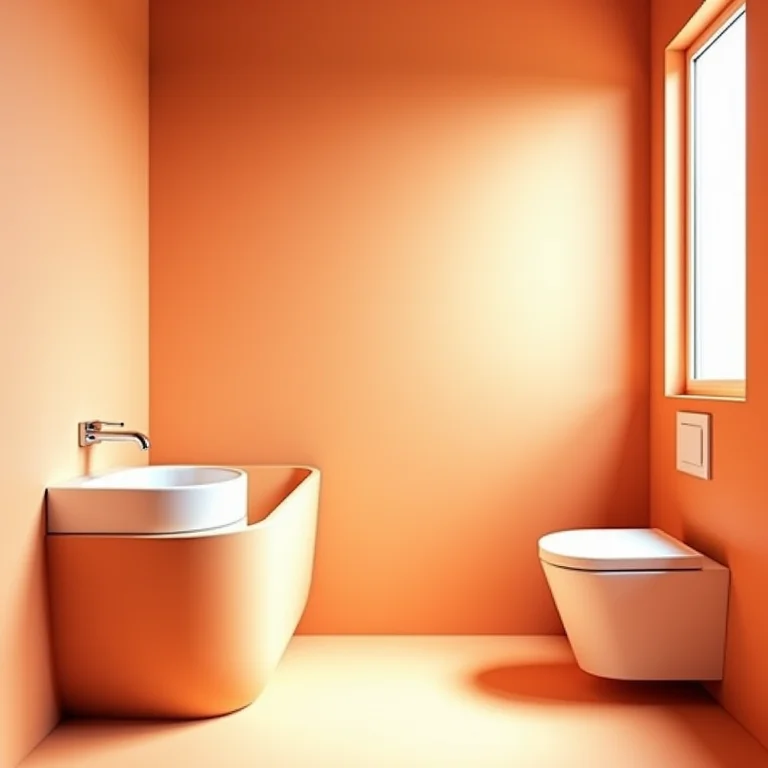 Banheiro pequeno com tom de terracota ideal