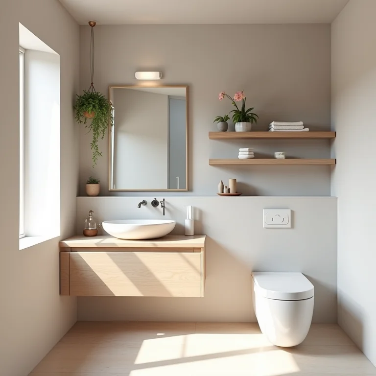 Banheiro pequeno sem aproveitamento das paredes