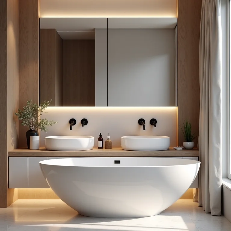 Banheiro valorizado com torneira de parede