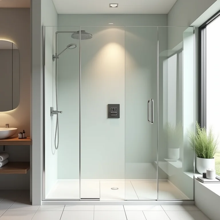 Box de vidro proporcionando leveza e amplitude em um banheiro pequeno.