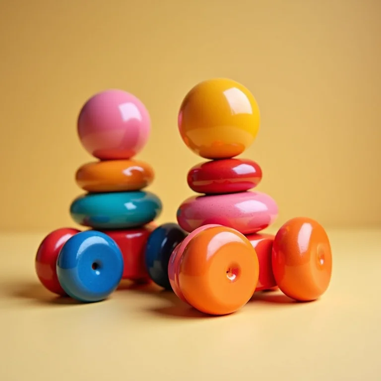 Brinquedos de madeira com laca acrílica colorida